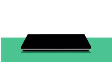 Bir dizüstü bilgisayar aç ve el animasyonuyla ileti kutusunu göster .