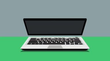 Bir dizüstü bilgisayar aç ve el animasyonuyla videoyu göster .