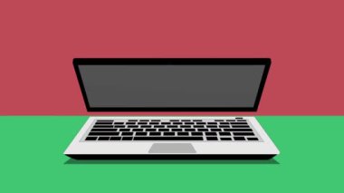 Bir dizüstü bilgisayar aç ve el animasyonuyla ileti kutusunu göster .