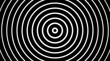 Siyah ve beyaz eşmerkezli daireler, derinlik ve hareketin optik illüzyonunu yaratıyor..