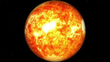Bazı yıldızlarla birlikte karanlık arkaplanda güneş yüzeyi görüntüsü. uzay ve astronomi temaları.