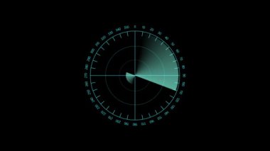 Animasyon mavi radar ekranı. Taramalı minimal radar ekranı.