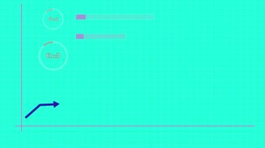 Cyan renk arka planında büyüyen çizgi çizgisi iş karları. k_215