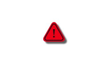 Uyarı işareti simgesi. uyarı mesajı: Beyaz arkaplanda yanıp sönen animasyon. k_259