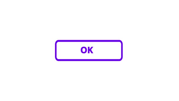 ピンク色Okホワイトバックグラウンドのボタンアニメーションをクリックします S_について — ストック動画