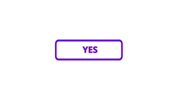 Pink Color Yes Click Button Animation White Background — Vídeos de Stock