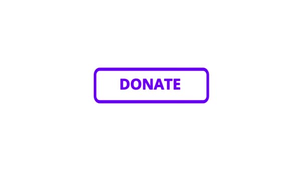 Pink Color Donate Click Button Animation White Background — Stock Video