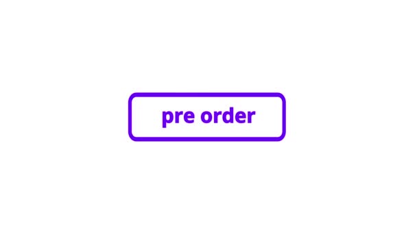 Pink Color Pre Order Click Button Animation White Background — Stock Video
