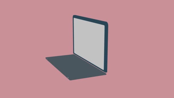 Простая Кнопка Значка Ноутбука Нажата Экране Ноутбука Курсором Мыши Движения — стоковое видео