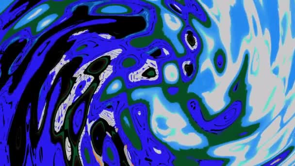 Abstract Digital Art Swirling Patterns Blue Black White Resembling Psychedelic — Stock Video