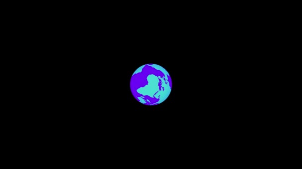 Стилизованный Глобус Яркими Голубыми Розовыми Континентами Черном Фоне Представляющий Собой — стоковое видео