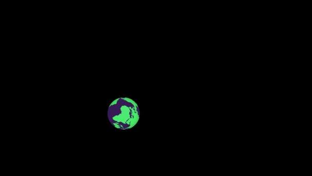 Ilustrace Zelené Země Obklopená Stylizovanými Budovami Kruhovém Vzoru Černém Pozadí — Stock video