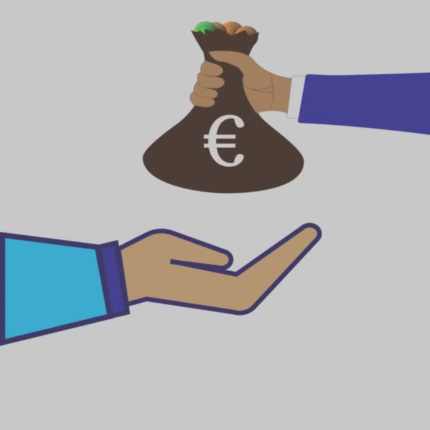 Обмен Денежной Сумки Символом Евро Представляющий Финансовые Операции Инвестиции — стоковое видео