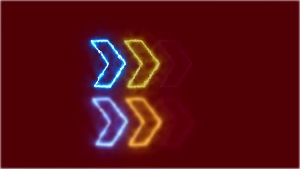 Insegna Neon Frecce Animazione Del Segnale Luce Rosa Diffusione Blu — Video Stock