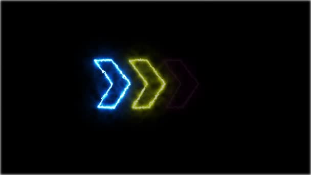 Neon Işareti Oklar Pembe Işık Sinyali Animasyonu Merkezden Yayılan Mavi — Stok video