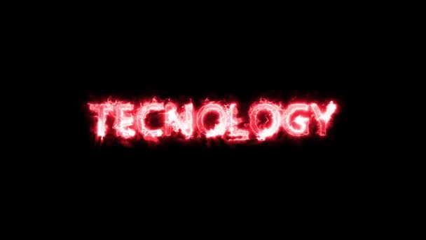 Technologie Elektrický Oheň Osvětlení Textu Animace Černém Pozadí — Stock video
