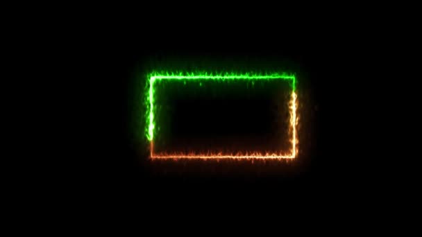 Láng Tűz Neon Fényes Blink Square Keret — Stock videók