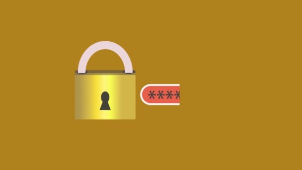 Ett Lås Öppet Lösenord Och Klicka Sign Knappen Animation Med — Stockvideo