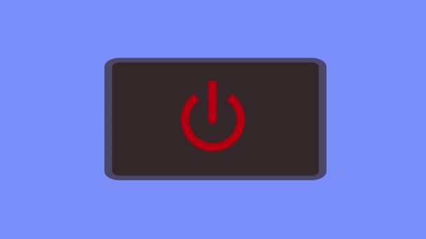 Icono Botón Encendido Que Brilla Rojo Sobre Una Superficie Rectangular — Vídeos de Stock