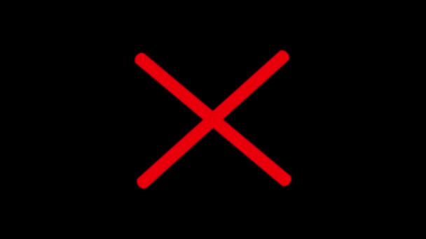 Uma Simples Marca Vermelha Fundo Preto Simbolizando Erro Cancelamento Proibição — Vídeo de Stock