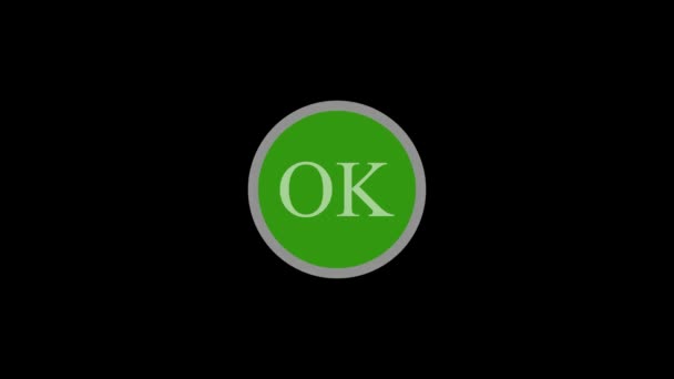 Zielony Przycisk Czarnym Tle Symbolizujący Zatwierdzenie Lub Potwierdzenie — Wideo stockowe