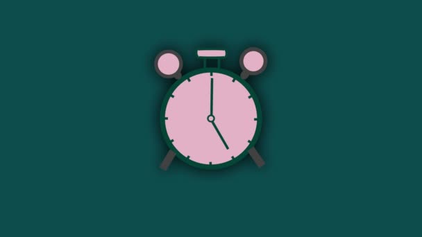 Ilustración Minimalista Reloj Despertador Fondo Movimiento Animado — Vídeo de stock