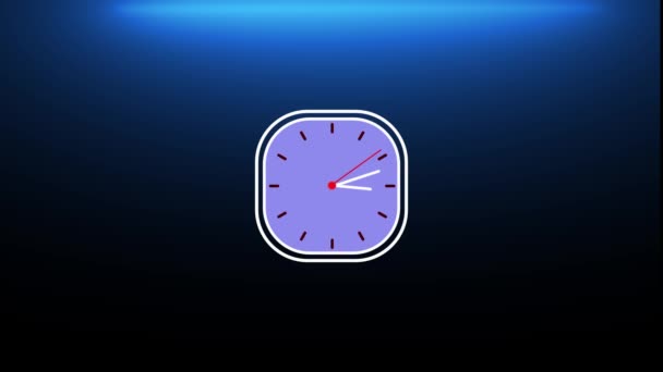 Minimalistisk Modern Klocka Mörkblå Lutning Bakgrund Animerad Analog Väggklocka — Stockvideo