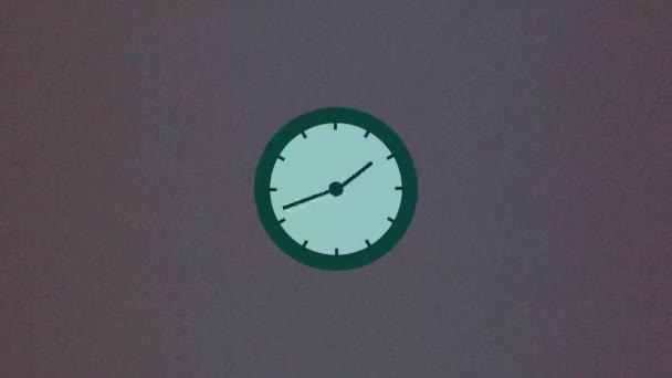 Horloge Couleur Verte Animation Faciale Sur Fond Bruyant — Video