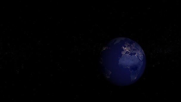 Planeta Ziemia Nocy Prezentuje Światła Miasta Kosmosu Ogromnym Ciemnym Tle — Wideo stockowe