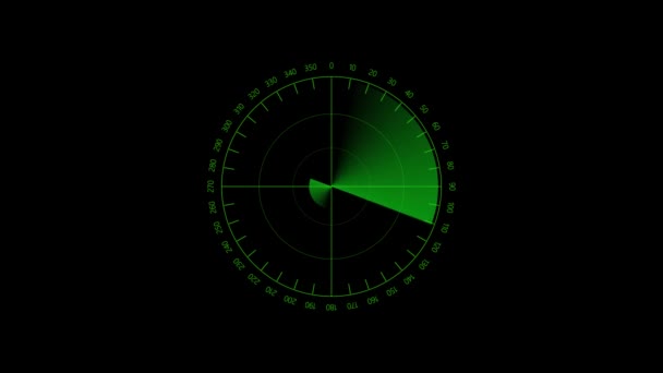 Zelená Barva Radarové Obrazovky Animace Tmavé Zelená Radarová Obrazovka Čtečkou — Stock video