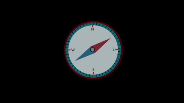 Kompas Animowany Ciemnym Tle Kompas Czerwono Niebieską Igłą Ciemnym Tle — Wideo stockowe