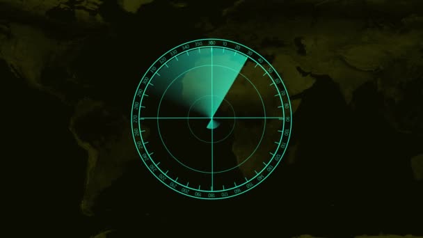 Numérisation Écran Radar Sur Concept Carte Monde Fond Animation High — Video
