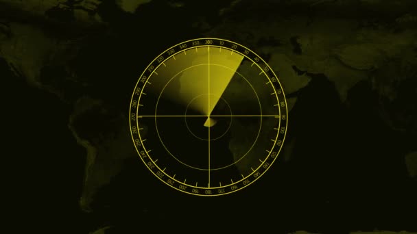 Radar Screen Scanning World Map Concept Inglês Fundo Animação Alta — Vídeo de Stock