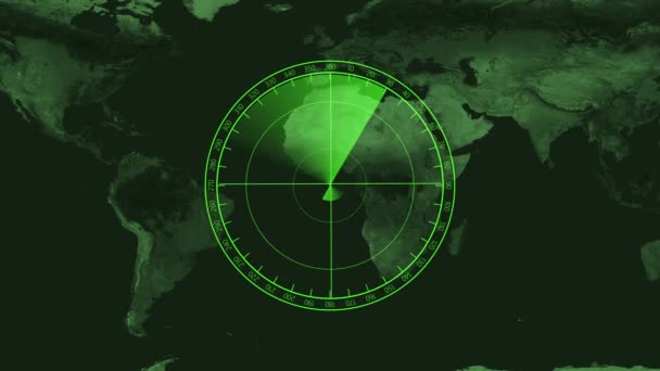 Radarscherm Scannen Wereldkaart Concept Hightech Animatie Achtergrond K_62 — Stockvideo