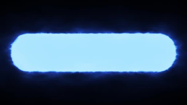 在黑色背景上带有灯光和烟雾效果的空白形状 带有暗光的深蓝色霓虹灯 — 图库视频影像