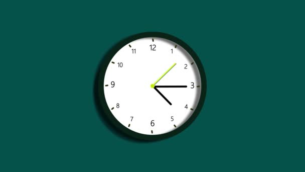 Reloj Pared Simple Aislado Animado Sobre Fondo Color Sólido — Vídeos de Stock