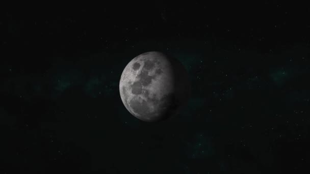 Planeta Realista Luna Llena Animación Giratoria Galaxias Fondo Cielo Nocturno — Vídeos de Stock