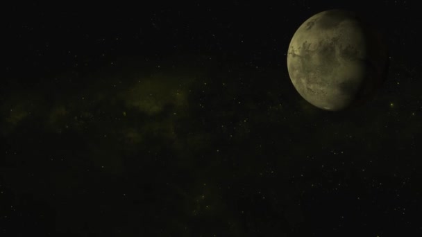 Звёздное Небо Зелёной Планеты Галактике Вращающийся Фон Трения Между Планетами — стоковое видео