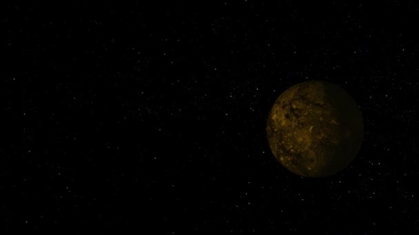 Cielo Estrellado Planeta Dorado Galaxia Rotación Del Planeta Ciencia Fricción — Vídeo de stock