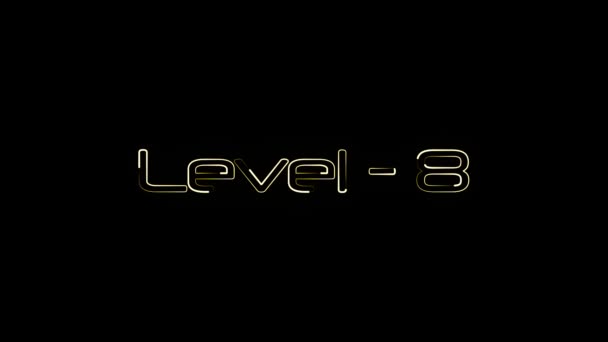 Level Tekst Moderne Luxe Alfabet Lettertype Animatie Zwarte Achtergrond K_183 — Stockvideo