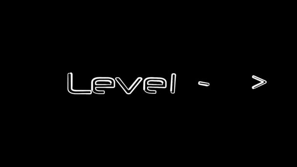 Level Tekst Moderne Luxe Alfabet Lettertype Animatie Zwarte Achtergrond K_190 — Stockvideo