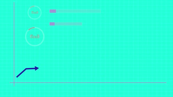 Wykres Linii Zysk Biznesowy Rosnący Animowany Tle Koloru Cyjanu K_215 — Wideo stockowe
