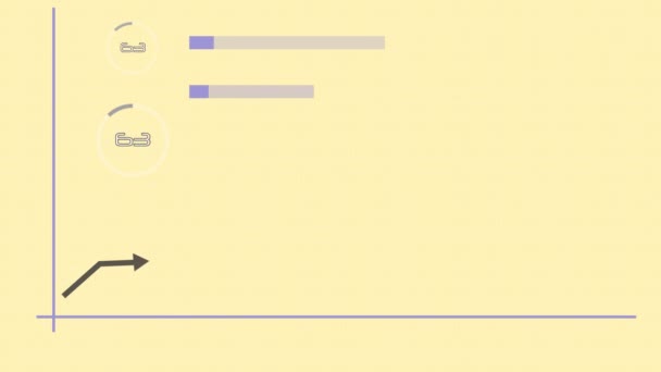 Gráfico Línea Negocio Beneficio Creciente Animado Sobre Fondo Amarillo K_216 — Vídeo de stock