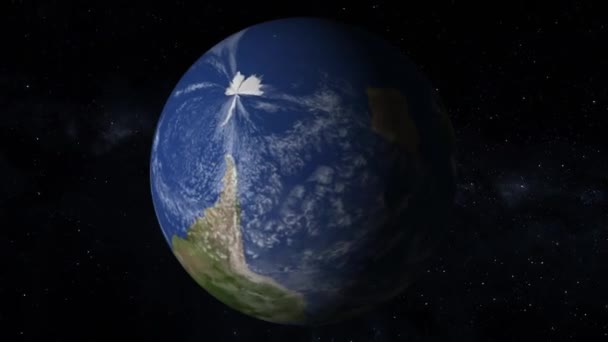 Rotace Země Vesmíru Realistická Modrá Země Temné Obloze K_243 — Stock video