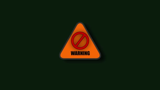 Warning Traffic Sign Caution Message Concept Animation K_256 — Stock Video