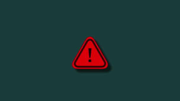 Ikona Ostrzegawcza Uwaga Wiadomość Sinusoidalna Migająca Animacja Zielonym Tle K_260 — Wideo stockowe