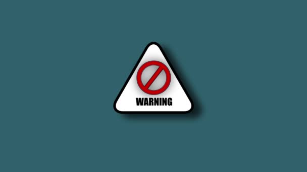 Предупреждение Дорожного Знака Анимация Концепции Предупреждающего Сообщения K_257 — стоковое видео
