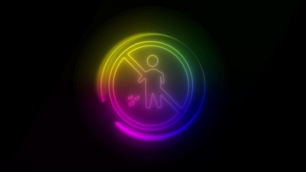 Color Gradient Neon Glowing Forbidden Icon Man — ストック動画