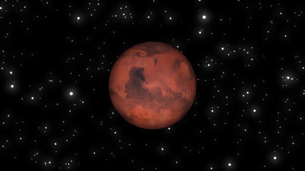 Illustrazione Digitale Marte Contro Cielo Stellato Evidenziando Superficie Rossastra Del — Video Stock