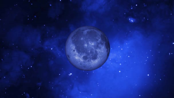 Uma Lua Cheia Contra Céu Estrelado Azul Profundo Criando Uma — Vídeo de Stock
